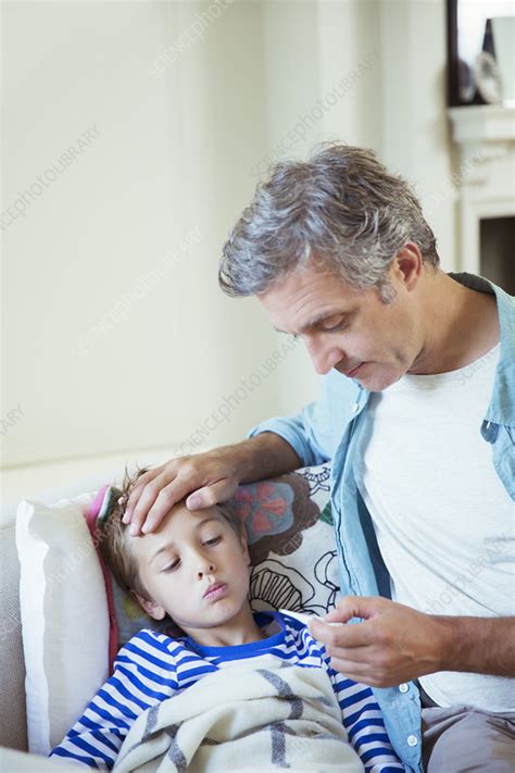 Father Checking Sons Temperature Stock Image F0143326 Science