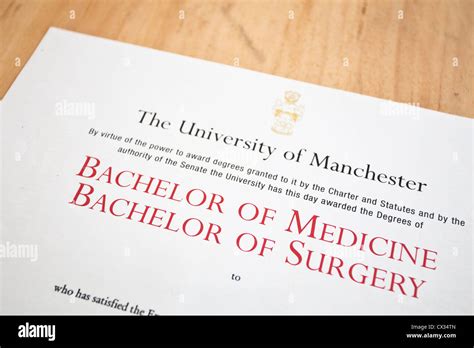 Medical Degree Certificate Stock Photo Alamy