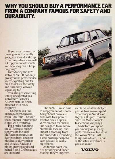 1978 Volvo 242 Gt Coupe Classic Vintage Print Ad