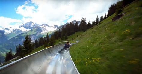 They Built A Gigantic Slide On Top Of The Swiss Alps And Riding It Is