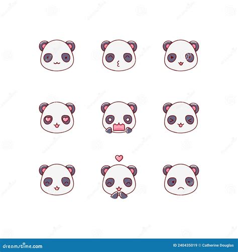 Collection Of Funny Cute Panda Emoticon Characters In Different