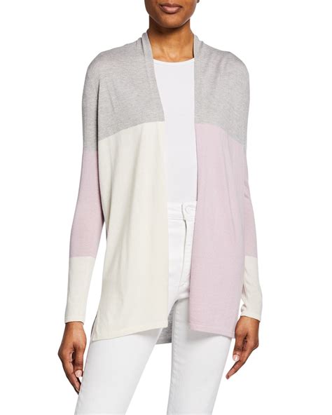 Neiman Marcus Cashmere Collection Superfine Cashmere Blend Colorblock Cardigan Neiman Marcus