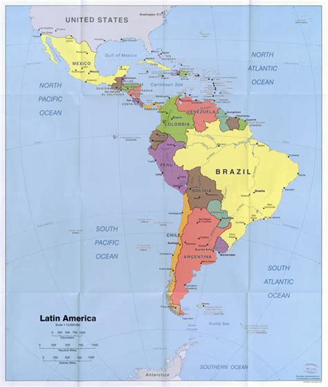 Vidiani Large Scale Political Map Of Latin America With Capitals