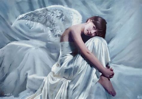 William Oxer Original Contented Angel Pretty Nude Woman Girl Oil