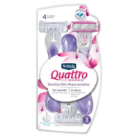 Schick quattro titanium trimmer cartridge blade razor shaver wolverine authentic. Schick Quattro for Women Sensitive Skin Disposable Razors ...