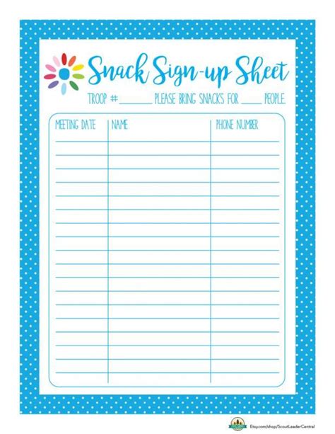 Meeting Sign In Sheet Sign In Sheet Sign In Sheet Template Girl Scouts