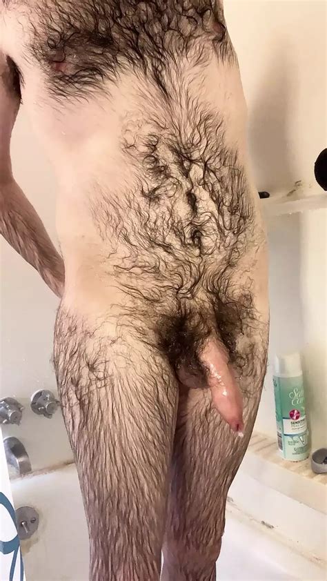 Skinny White Guy Washing My Very Hairy Dick Balls And Ass In The Shower