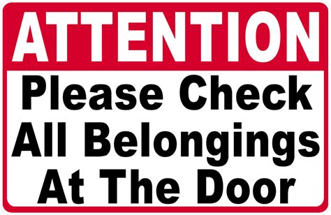 Attention Please Check Belongings At Door Sign Signs By Salagraphics
