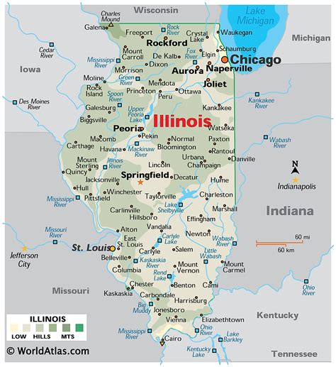 Illinois Physical Map By Maps Com From Maps Com World