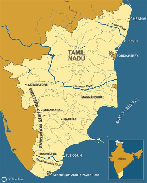 Tamil Nadu Map Circle Of Blue