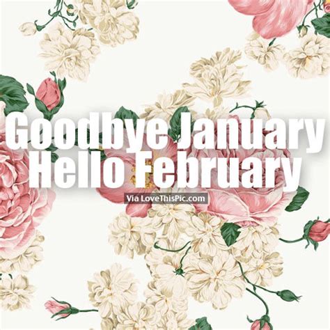 Goodbye January Hello February Flower Background Quote