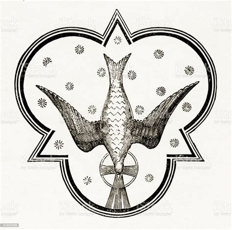 Dove Holy Spirit Christian Symbolism Engraving Stock Illustration