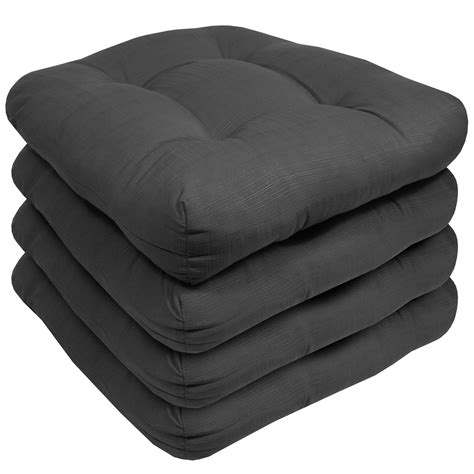 indoor outdoor reversible patio seat cushion pad 4 pack charcoal 19 x 19