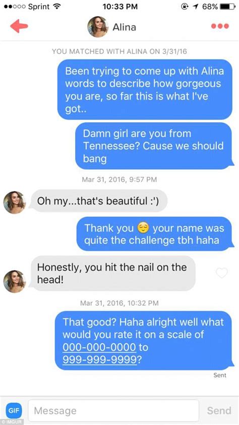 The Very Cheesy Pick Up Lines Used On Tinder Daily Mail Online