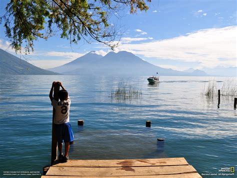 National Geographic Mountain Boat Children Water Lake Guatemala