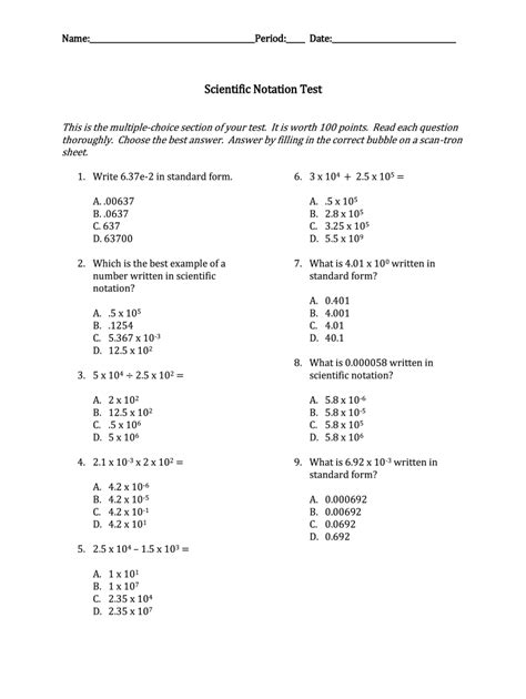 Comparing And Ordering Numbers In Scientific Notation Worksheet Answer Key