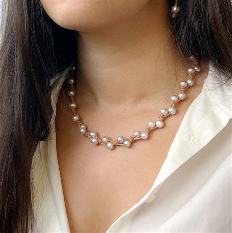 Silver Freshwater Pearl Necklace Princess Length Double Strand