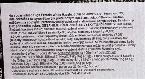 High Protein White Hazelnut Crisp Lower Carb Frankonia Kalorie Kj A