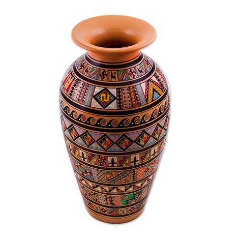 Hand Painted Cuzco Ceramic Vase Pisac Novica