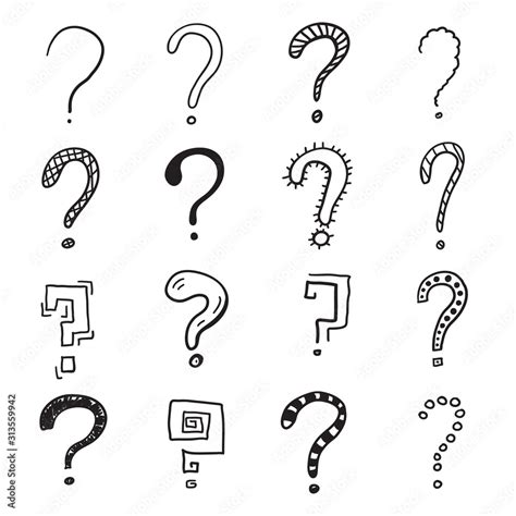 doodle question marks set hand drawn questions stock vector adobe stock