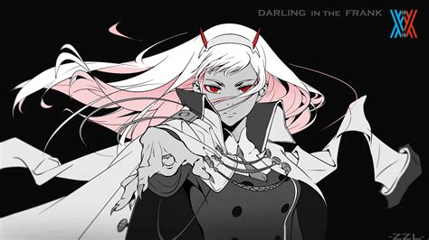 Darling In The Franxx Red Eyes Zero Two With Black Background 4k Hd Anime Wallpapers Hd