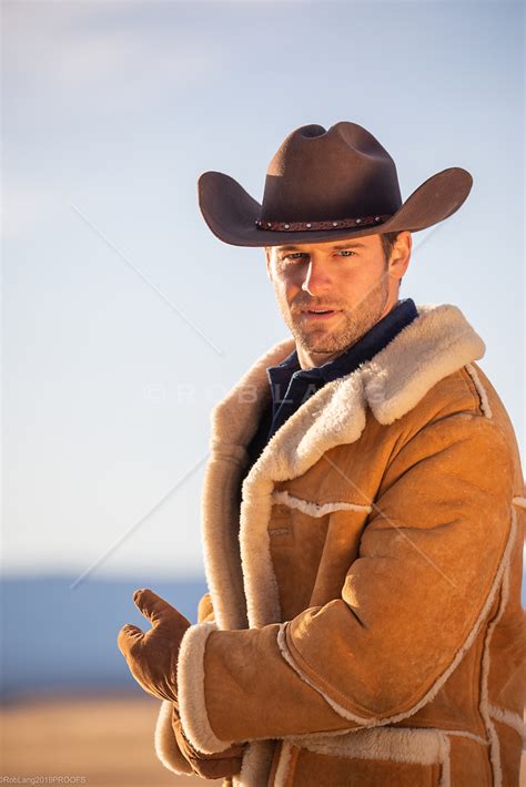 Hot Cowboy In A Shearling Coat On A Ranch Rob Lang Images