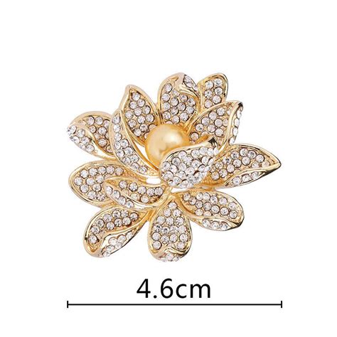 New Elegant Zircon Crystal Lotus Flower Woman Brooch Pin Brown Pearl Jewelry Ebay