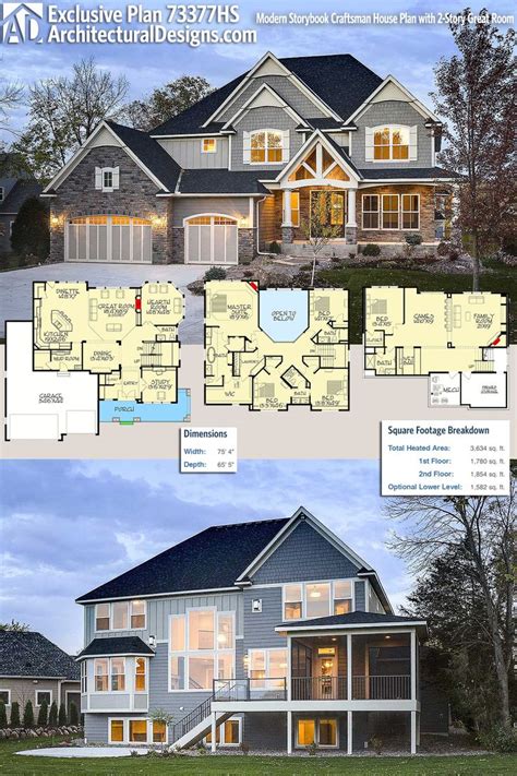 Plan Hs Modern Storybook Craftsman House Plan With Story Great
