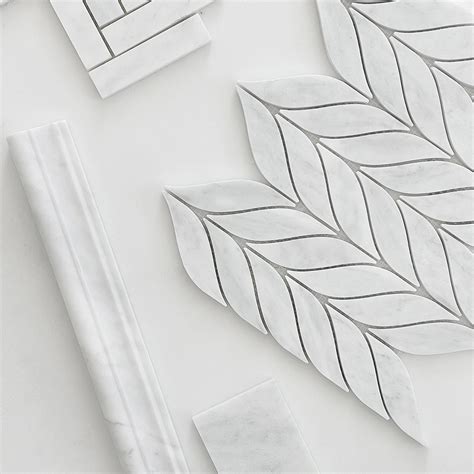 Carrara White Italian Leaf Shape Mosaic Tile