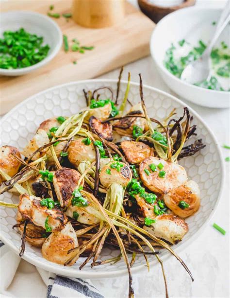 Crispy Roasted Turnips Recipe With Chive Butter Sauce