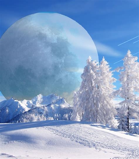 Full Moon In Winter Winter Scenery Winter Landscape Winter Pictures