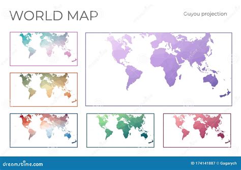 Low Poly World Map Set Stock Vector Illustration Of Discover 174141887