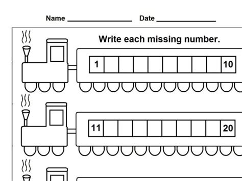 Numbers Train Worksheet