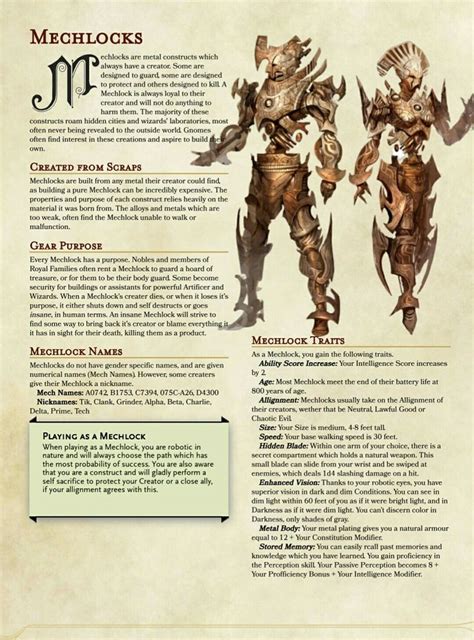 List Of 5e Homebrew Classes Parsres
