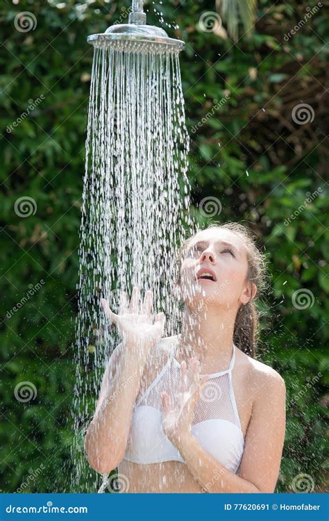 Bikini Girl In A Shower Royalty Free Stock Photo