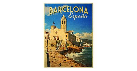 Postal Viaje Del Vintage De Barcelona España Zazzlees