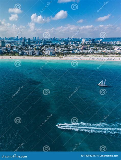 Aerial View Of Miami Beach With Sailboat In View Editorial Photography Image Of Sailboat