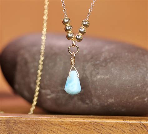 Larimar Necklace Blue Crystal Necklace Dainty Gemstone Necklace