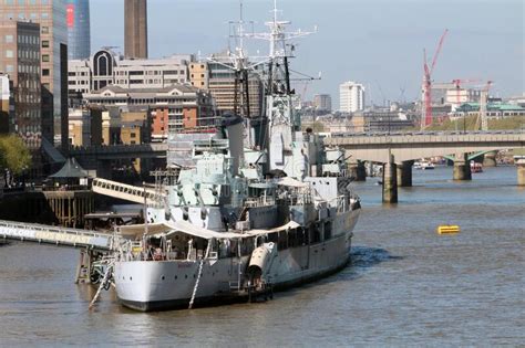 Hms Belfast At River Thames On A Spring Day Editorial Photography