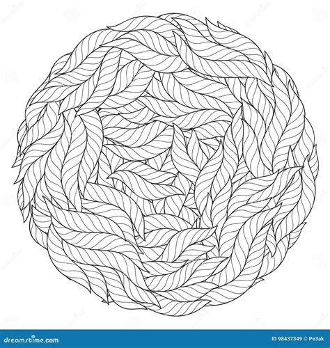Seamless Pattern For Coloring Book Abstract Round Sea Wave Mandala