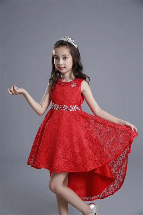 2018 Fashion Kids Party Wear Girl Dress Red Pakistan And Indian Front