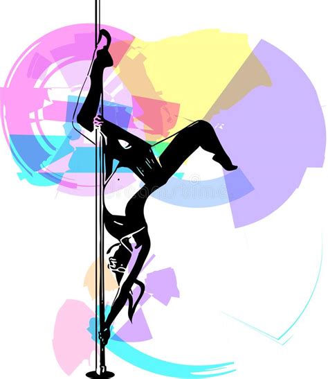 Silhouette Of Girl And Pole Pole Dance Illustration For Fitness