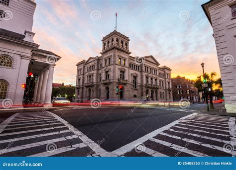 Historic Downtown Charleston South Carolina At Night Stock Image