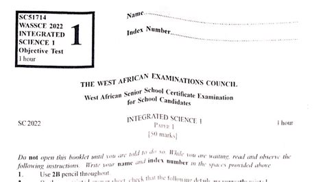 Wassce 2022 Integrated Science Paper 1 Objective Test Questions Youtube