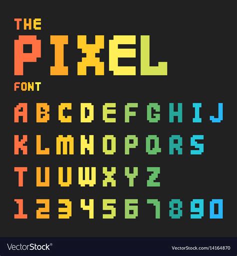 Pixel Retro Font Video Computer Game Design 8 Bit Vector Image