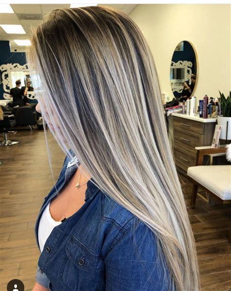 Dark Brown With Platinum Highlights Ash Hair Color Long Hair Styles