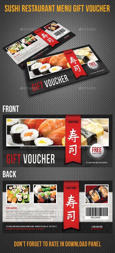 Sushi Restaurant Menu Gift Voucher 04 | Gifts, Sushi and ...