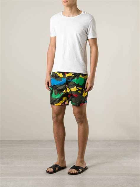 Valentino Camouflage Swim Shorts In Green For Men Lyst