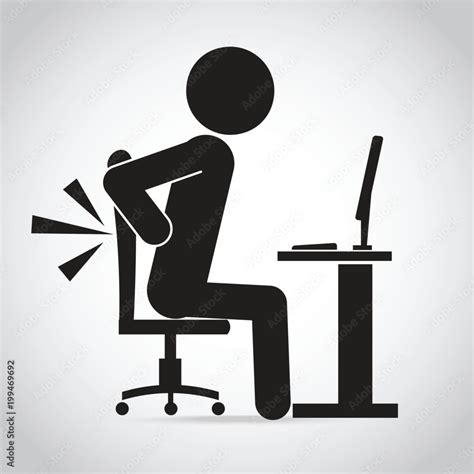 Man Back Pain Icon Office Syndrome Icon Sign Illustration Stock Vector