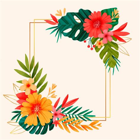 Free Vector Watercolor Tropical Flowers Frame